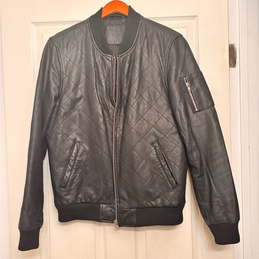 ASOS: Black Quilted Leather Jacket - Picture 2 of 5